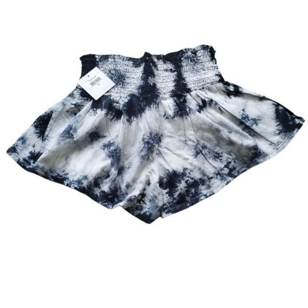 Juicy Couture women's‎ shorts Pitch Black Bleach TRK Tie Dye elastic waist Sz XS